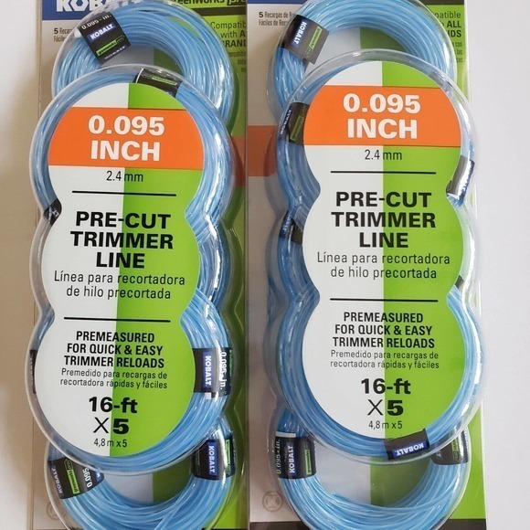 Kobalt / Greenworks Pro ~ .095” Pre-Cut Trimmer Line #1438129, 2‎ packs of 5ct - Picture 2 of 3